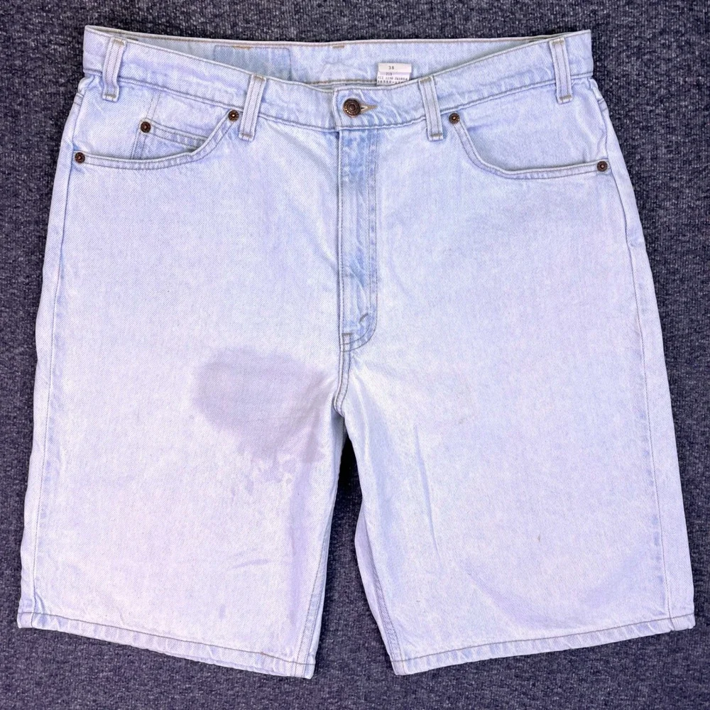 VTG 90s Levis 550 Denim Shorts Men 36 Light Blue Relaxed Jorts Orange Tab Casual